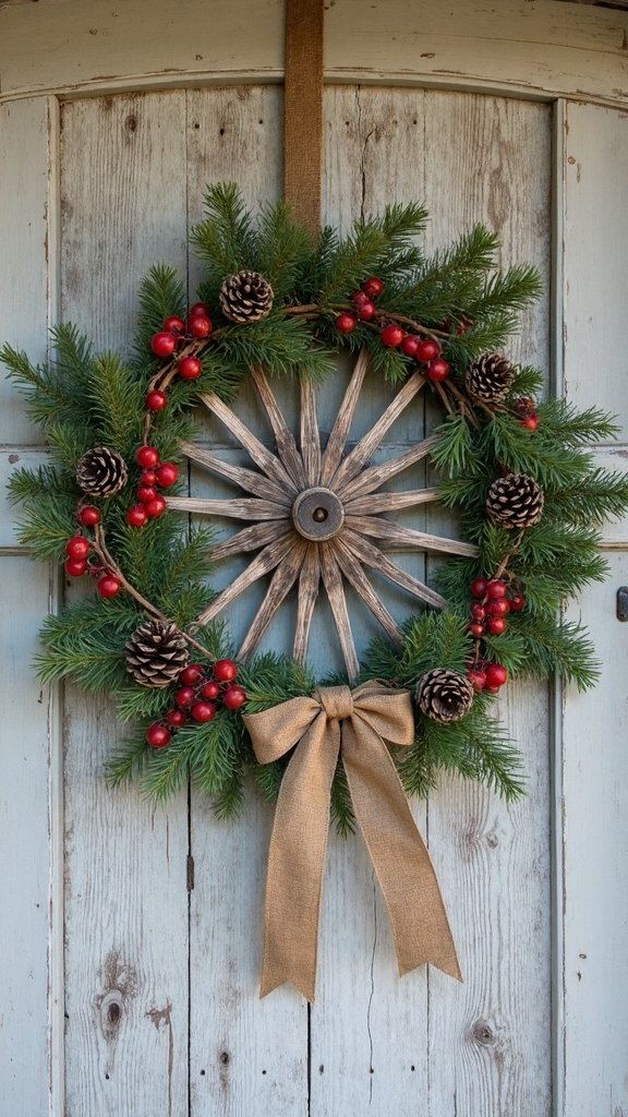rustic farmhouse holiday wagon wreath
