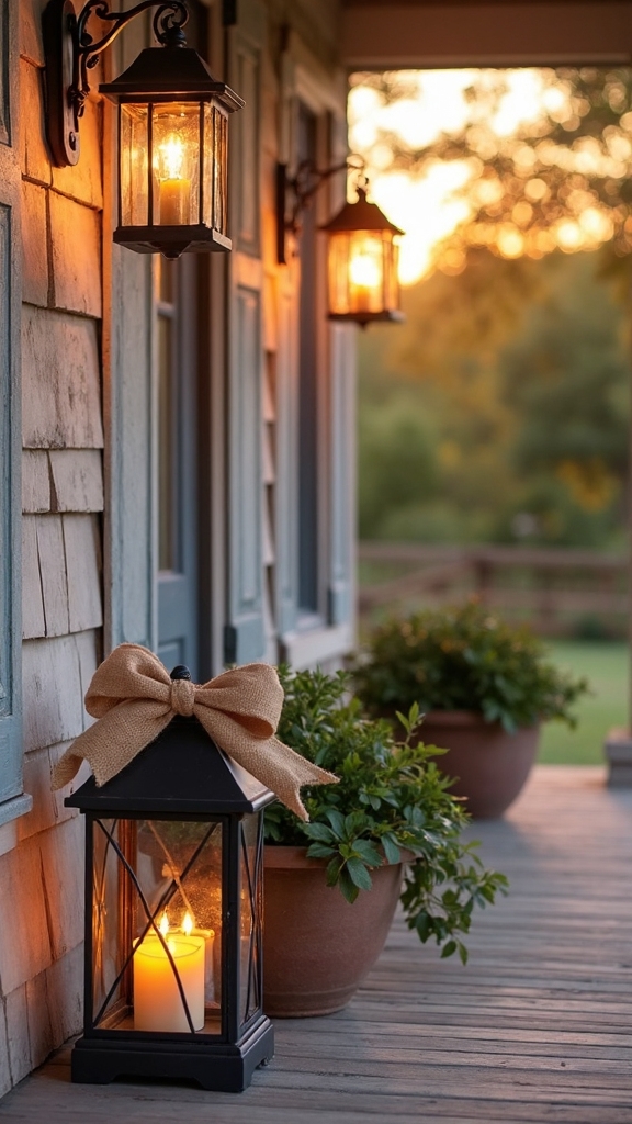 rustic farmhouse porch lantern decor