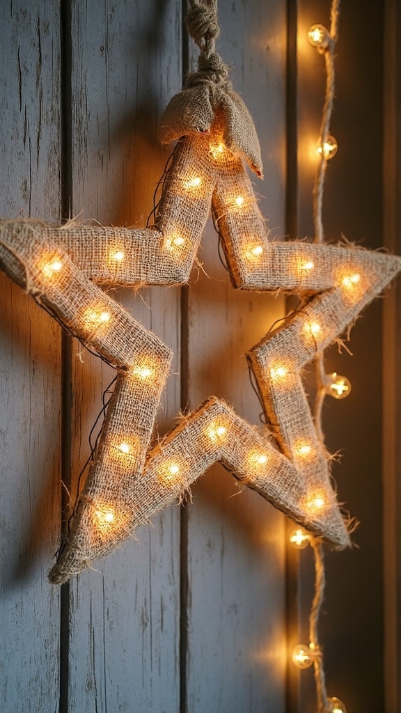 rustic farmhouse star with burlap charm