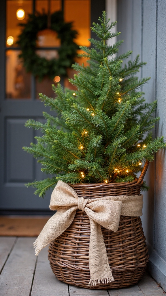 rustic farmhouse style christmas tree baskets