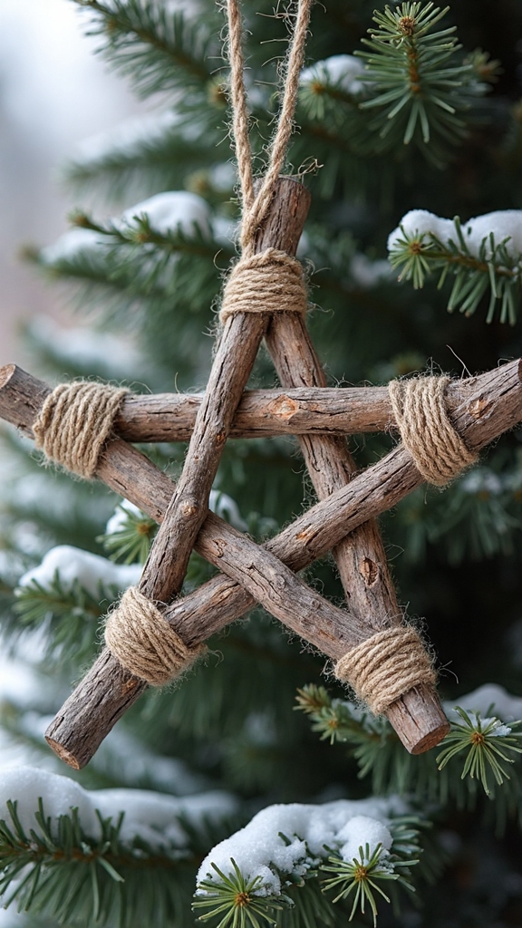 rustic natural christmas star decor