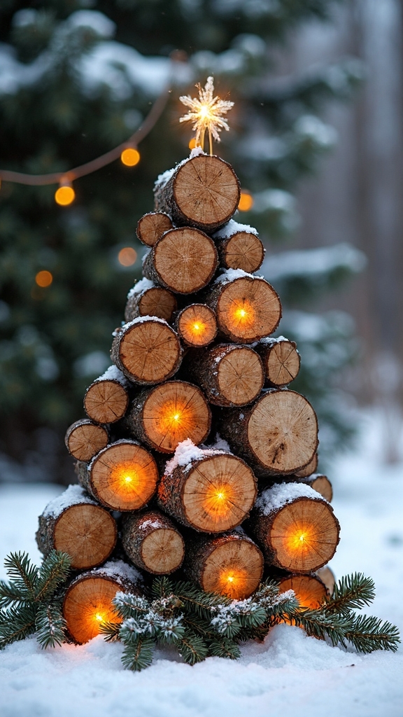 rustic natural stacked christmas tree