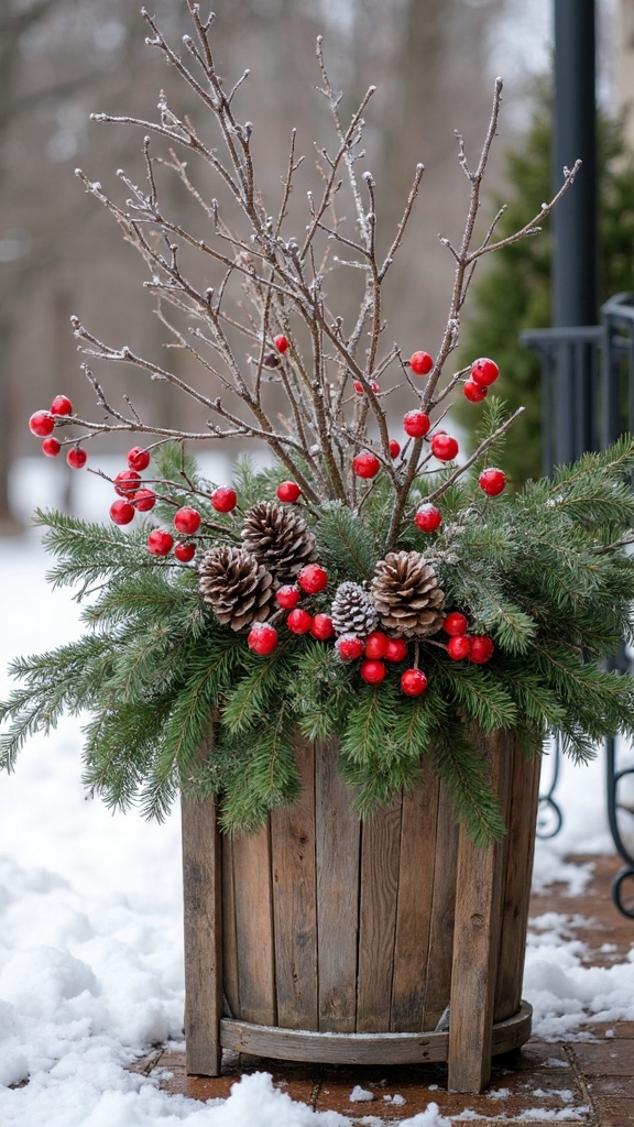 rustic natural winter decor display