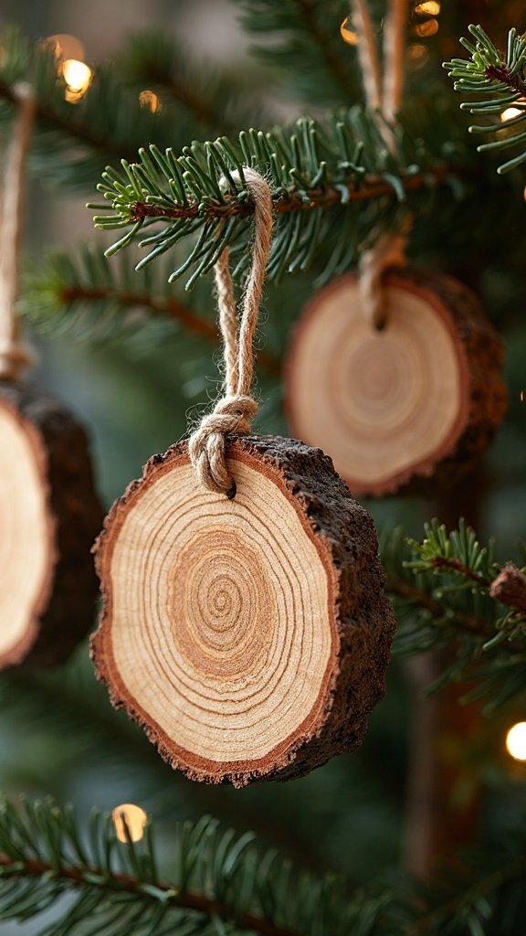 rustic natural wood slice ornaments
