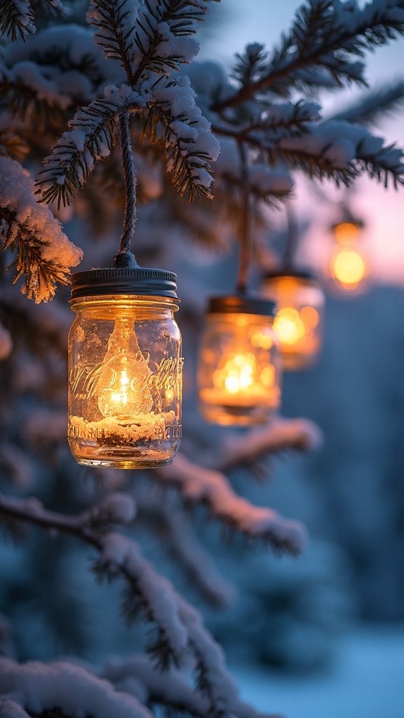 rustic nature inspired mason jar lanterns