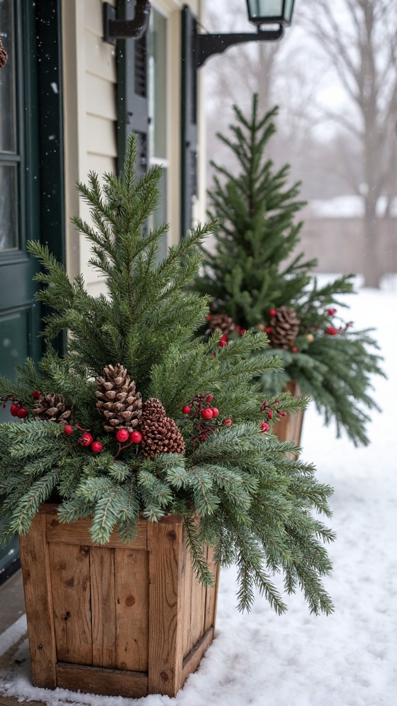 rustic organic winter greenery displays