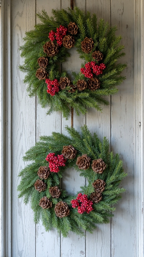 rustic pine cone berry wreaths
