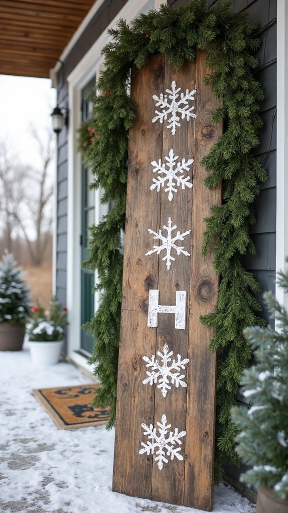 rustic reclaimed snowflake welcome signs