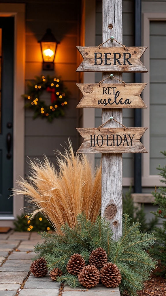 rustic warm nature inspired christmas signage