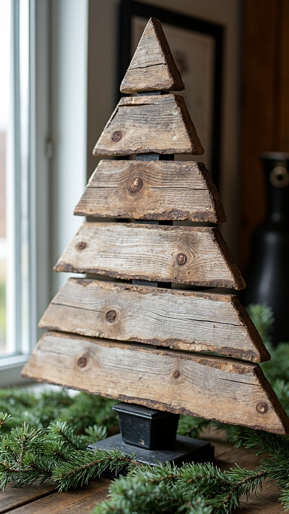 rustic weathered industrial farmhouse christmas tree