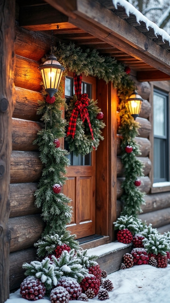 rustic winter wonderland cabin porch decor
