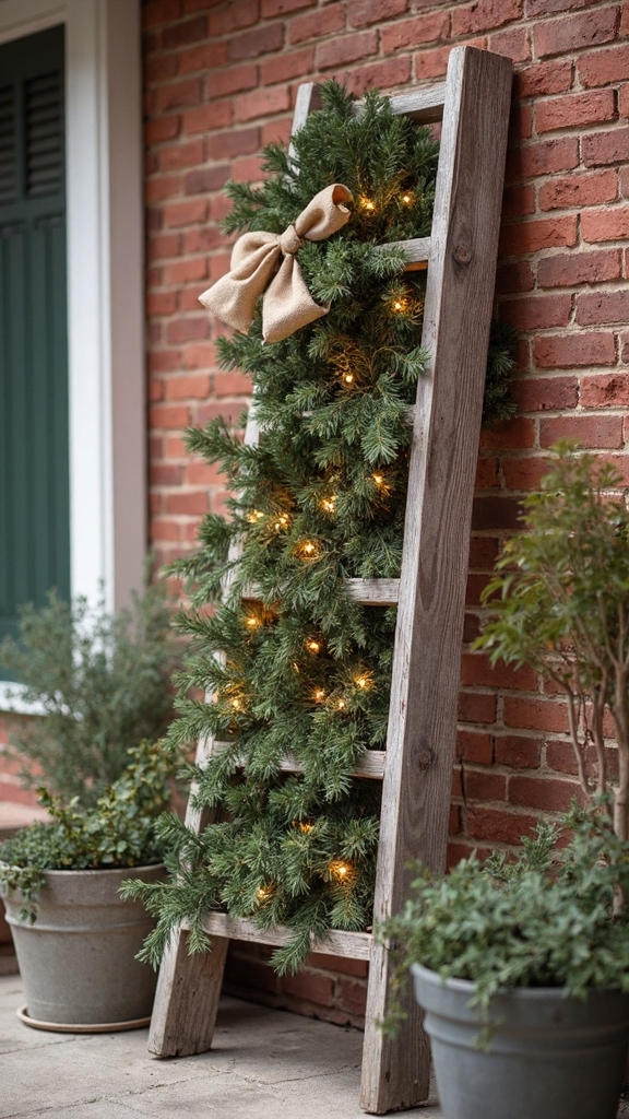 rustic wooden ladder christmas tree