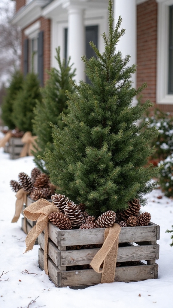 rustic wooden ornament displays for pine