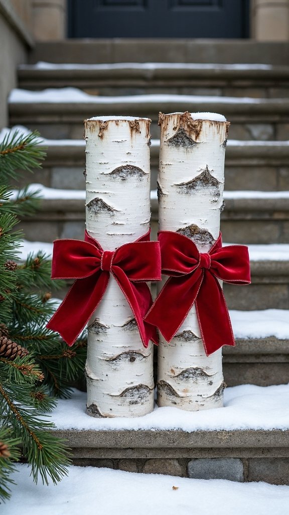rustic woodland festive birch arrangement