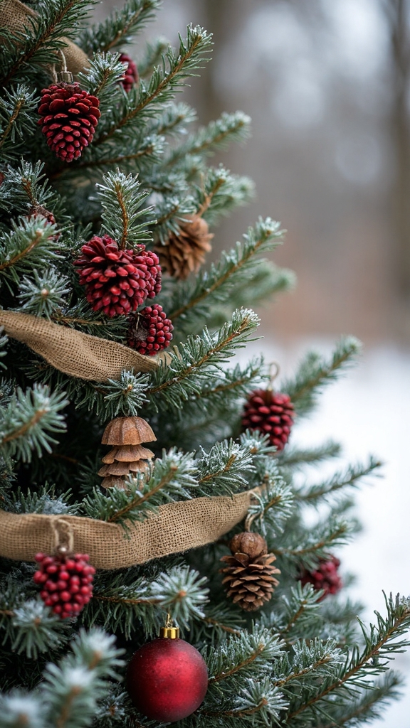 rustic woodland pinecone berry accent