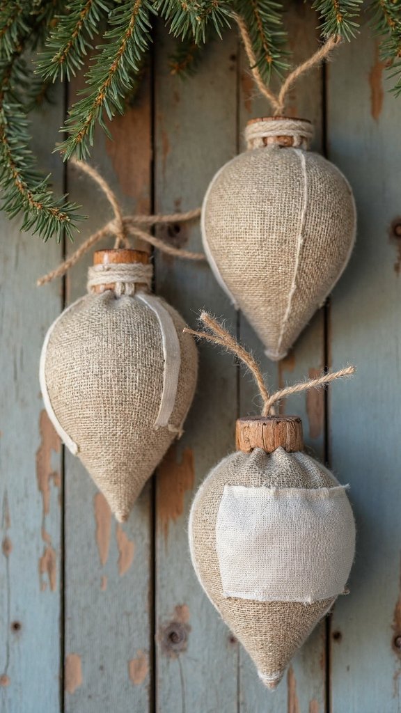 rustic worn dimensional fabric ornaments