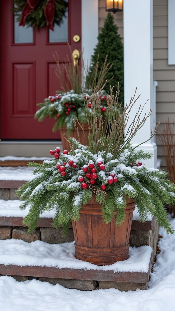 seasonal outdoor christmas planter ideas