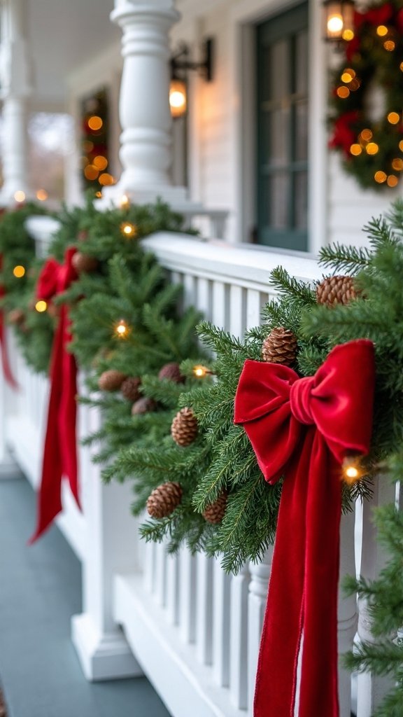 seasonal sophisticated porch garland display