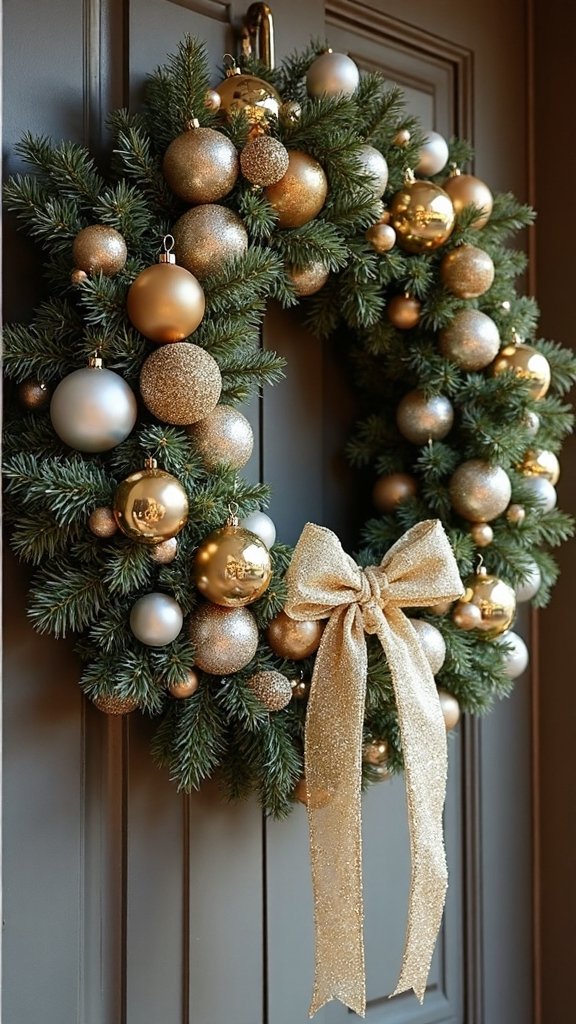 shimmering metallic holiday wreath statement