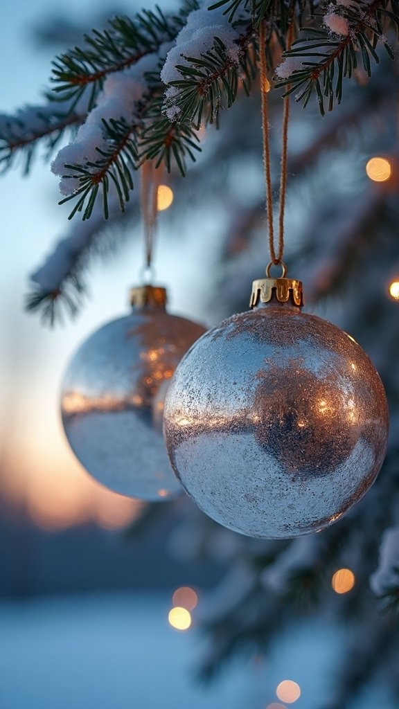shimmering outdoor mercury glass ornament display