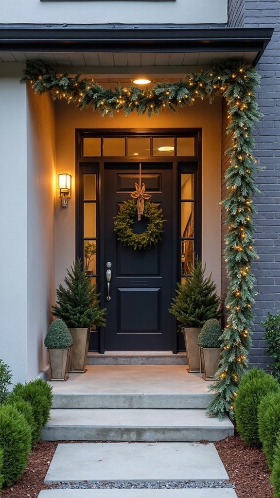 sleek modern christmas porch decor