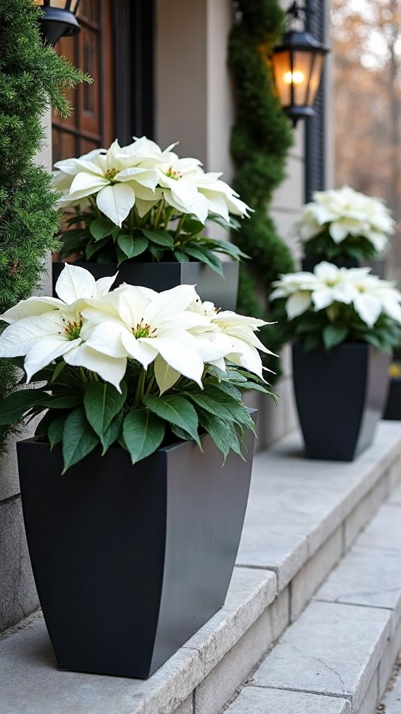 sophisticated black and white poinsettias