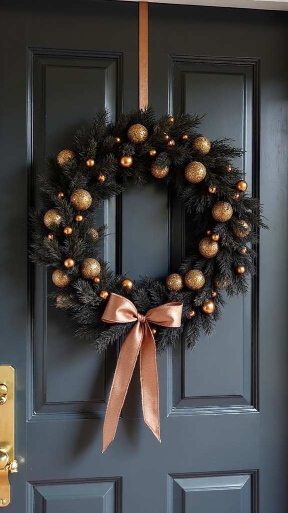 sophisticated black metallic holiday wreaths