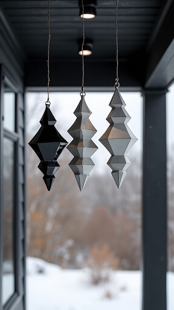 sophisticated geometric minimalist porch decor