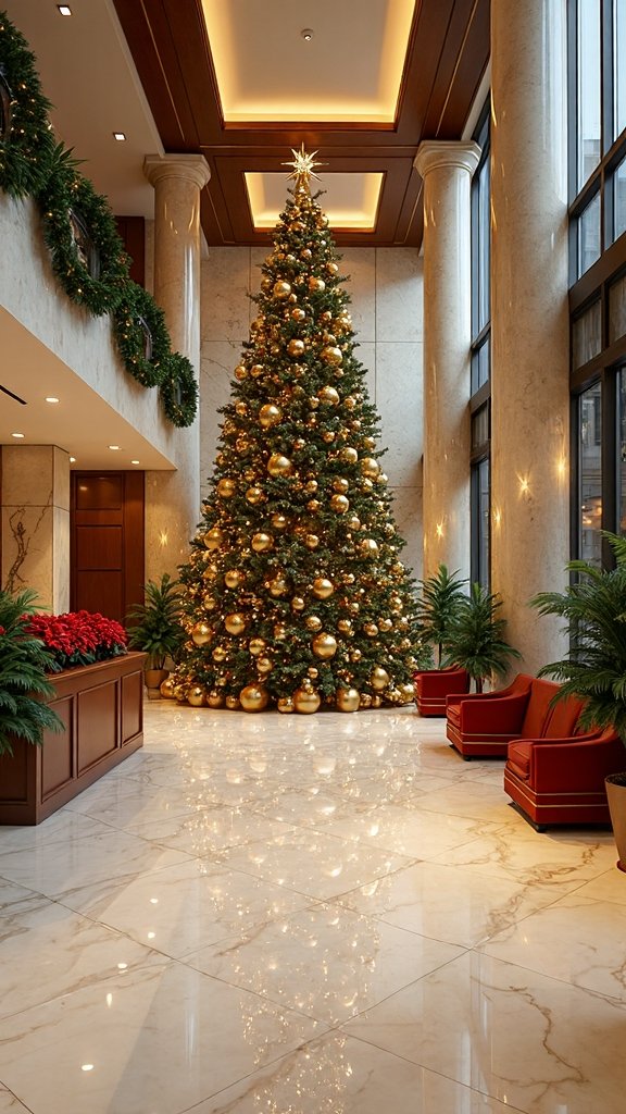 sophisticated holiday corporate lobby decor