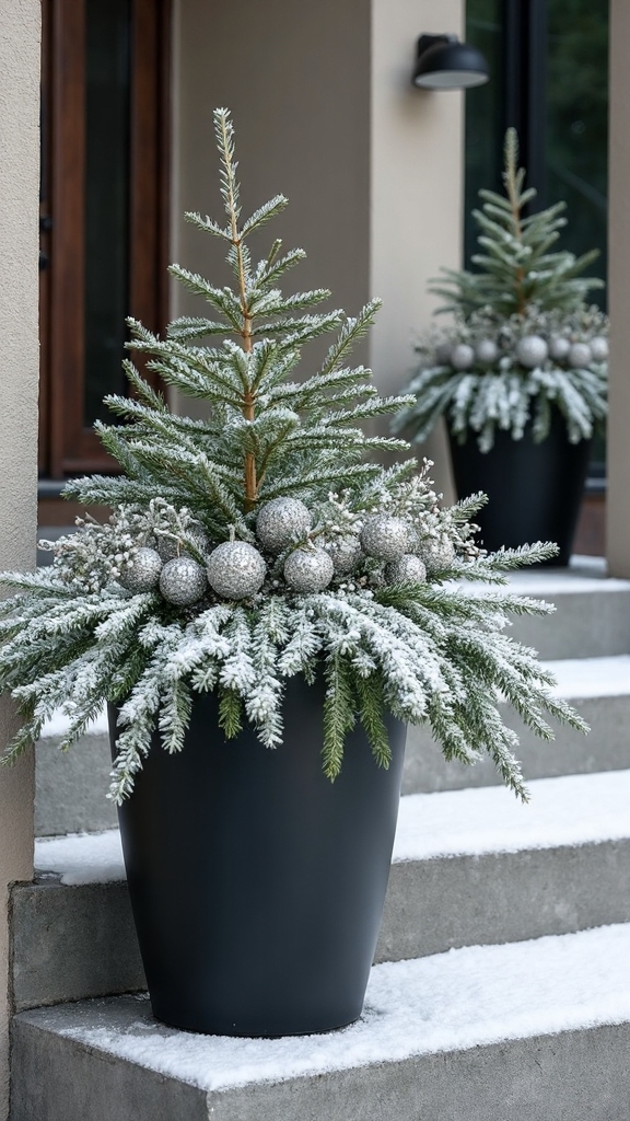 sophisticated matte black winter greenery
