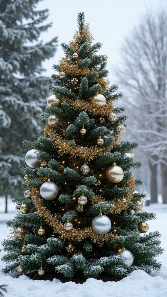 sophisticated metallic winter wonderland display