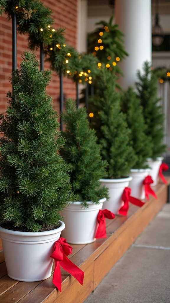staggered layered tiered lighted christmas tree arrangement