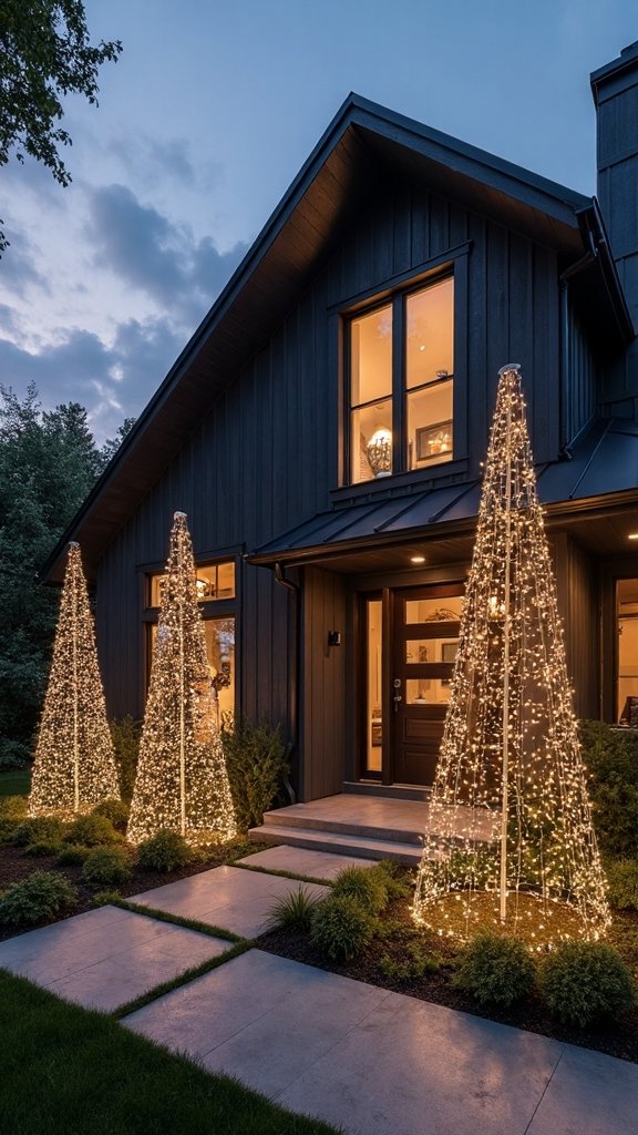 striking contemporary lighted topiary displays
