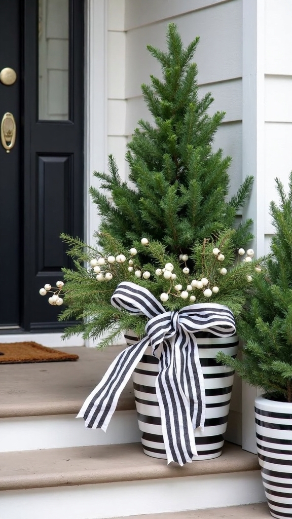 striking dimensional ribbon wrapped planters