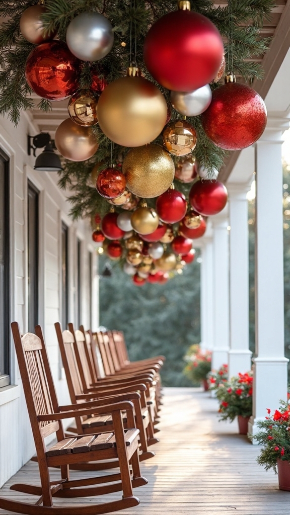 suspended oversized mirrored ornament clusters