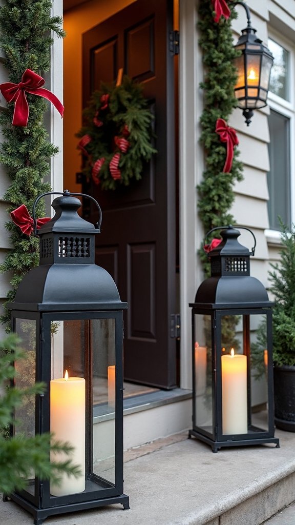 symmetrical flanking lantern entrance decor