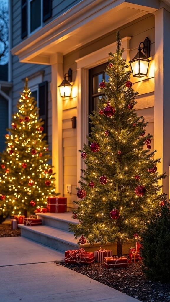 symmetrical twin festive entryway
