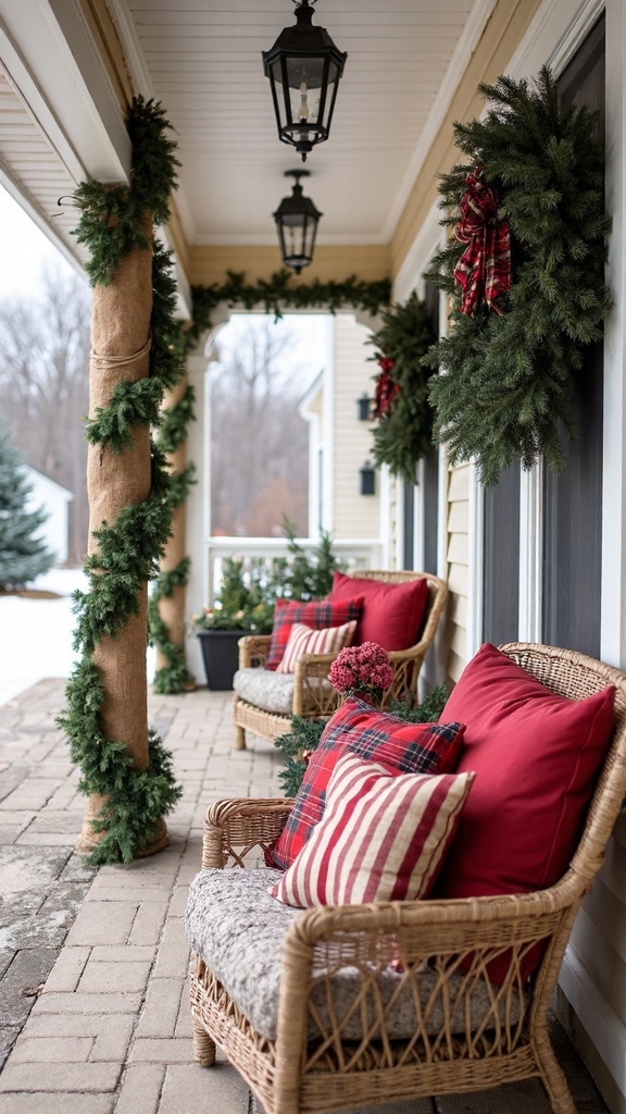 textural earthy cozy christmas porch