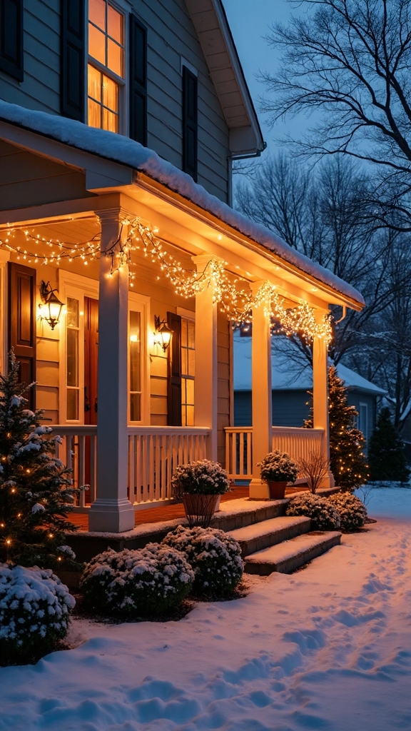 timeless roofline white string lights