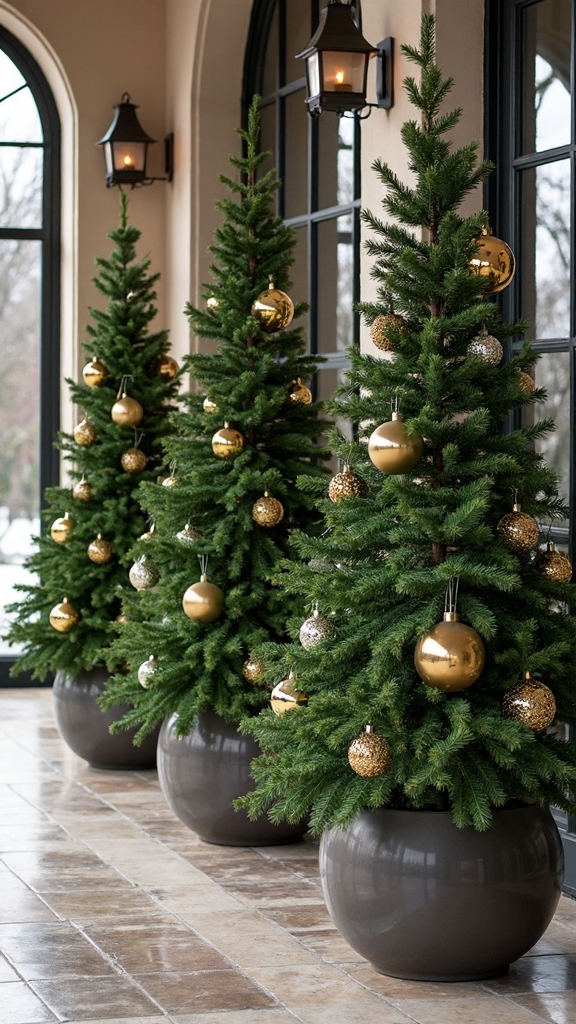 towering evergreen christmas decor arrangement
