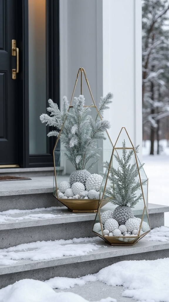 transparent winter wonderland glass terrariums