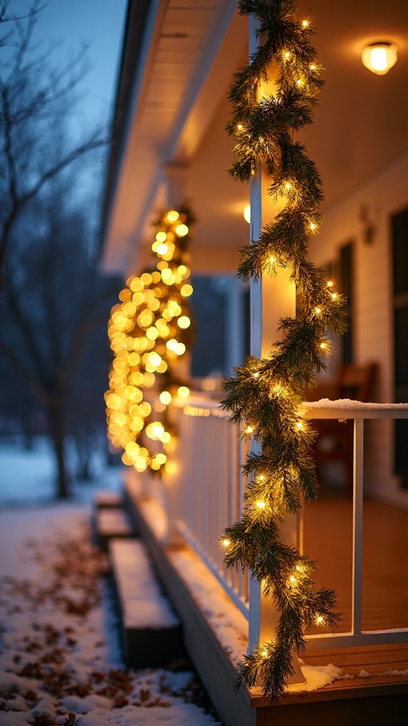 twinkling christmas porch lighting display