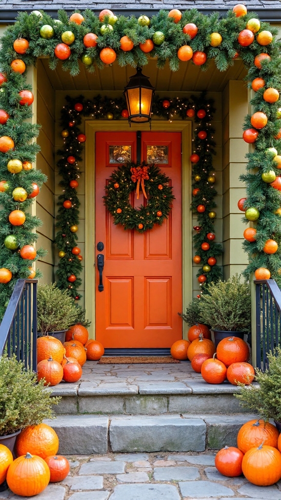 vibrant citrus inspired holiday porch displays