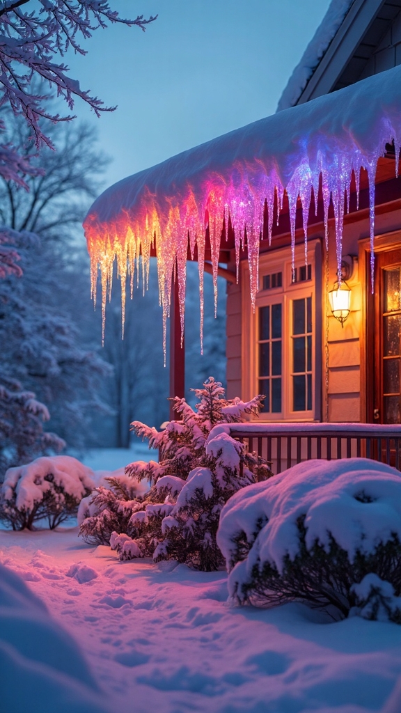 vibrant multicolored icicle light cascades