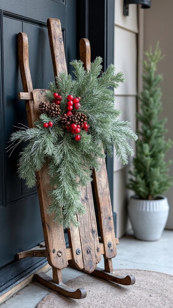 vintage floral seasonal sled display