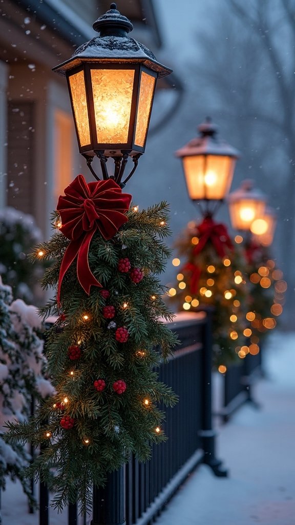 vintage winter pathway lighting accents