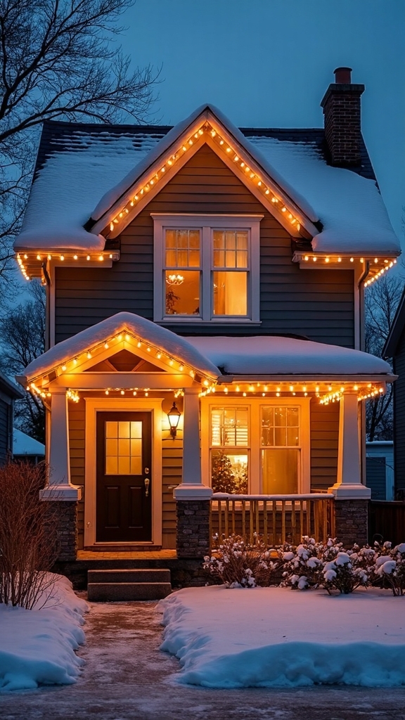 warm welcoming roofline lighting decoration