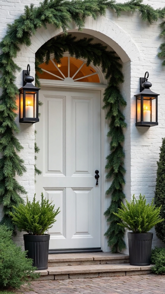 welcoming colonial style entrance lighting