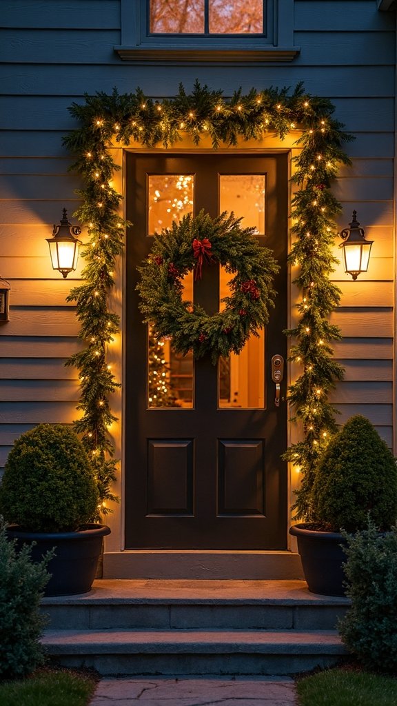 welcoming symmetrical customizable wreath lighting