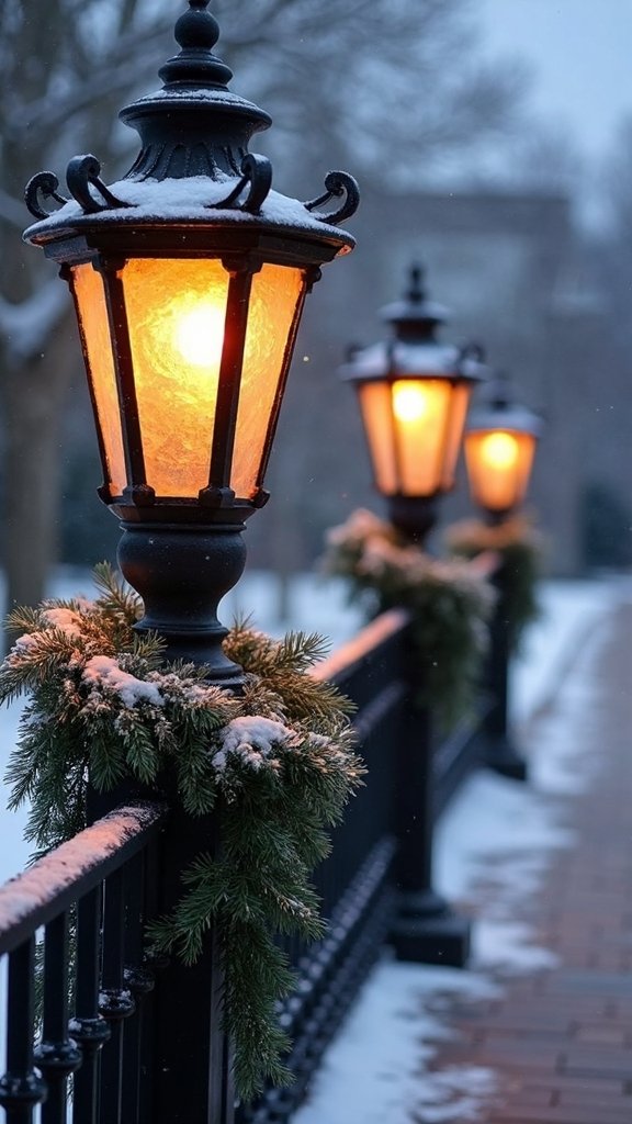 welcoming winter vintage inspired post lanterns
